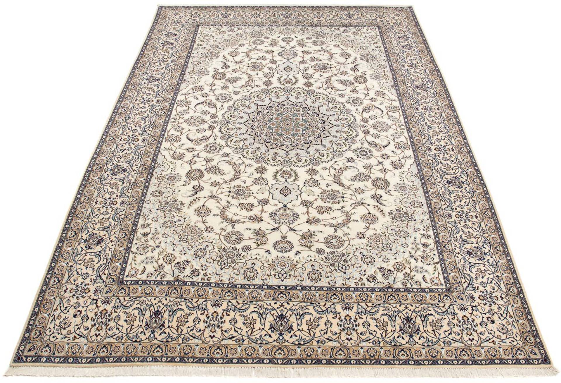 morgenland Orientteppich »Perser - Nain - Premium - 410 x 290 cm - beige«, rechteckig, Wohnzimmer, Handgeknüpft, Einzelstück mit Zertifikat von morgenland