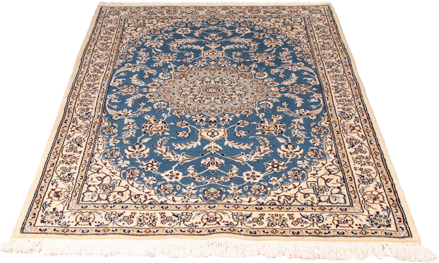 morgenland Orientteppich »Perser - Nain - Royal - 151 x 106 cm - dunkelblau«, rechteckig, Wohnzimmer, Handgeknüpft, Einzelstück mit Zertifikat von morgenland