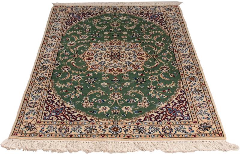 morgenland Orientteppich »Perser - Nain - Royal - 152 x 100 cm - grün«, rechteckig, 10 mm Höhe, Wohnzimmer, Handgeknüpft, Einzelstück mit Zertifikat von morgenland