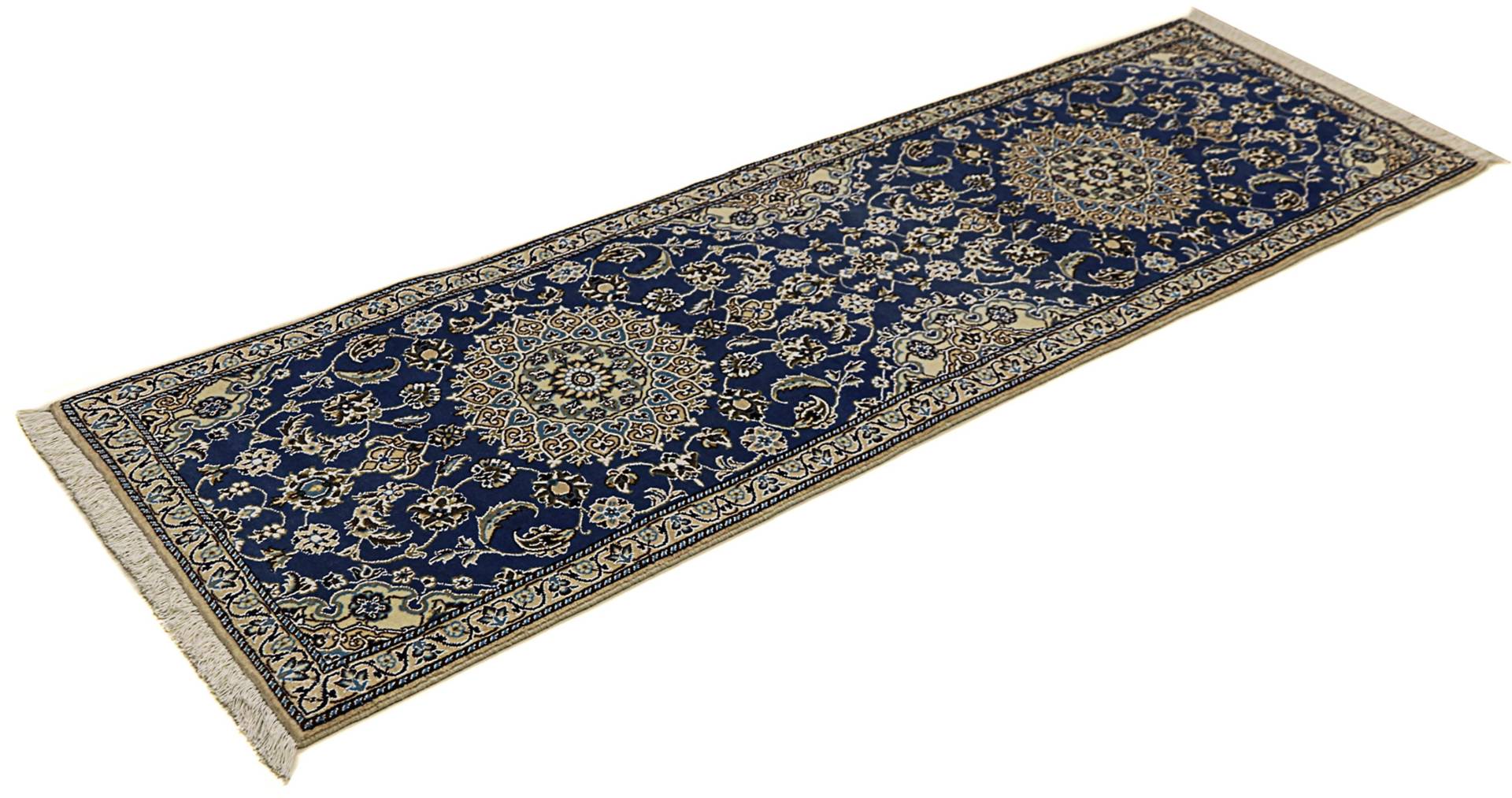 morgenland Orientteppich »Perser - Nain - Royal - 200 x 60 cm - blau«, rechteckig, Wohnzimmer, Handgeknüpft, Einzelstück mit Zertifikat von morgenland