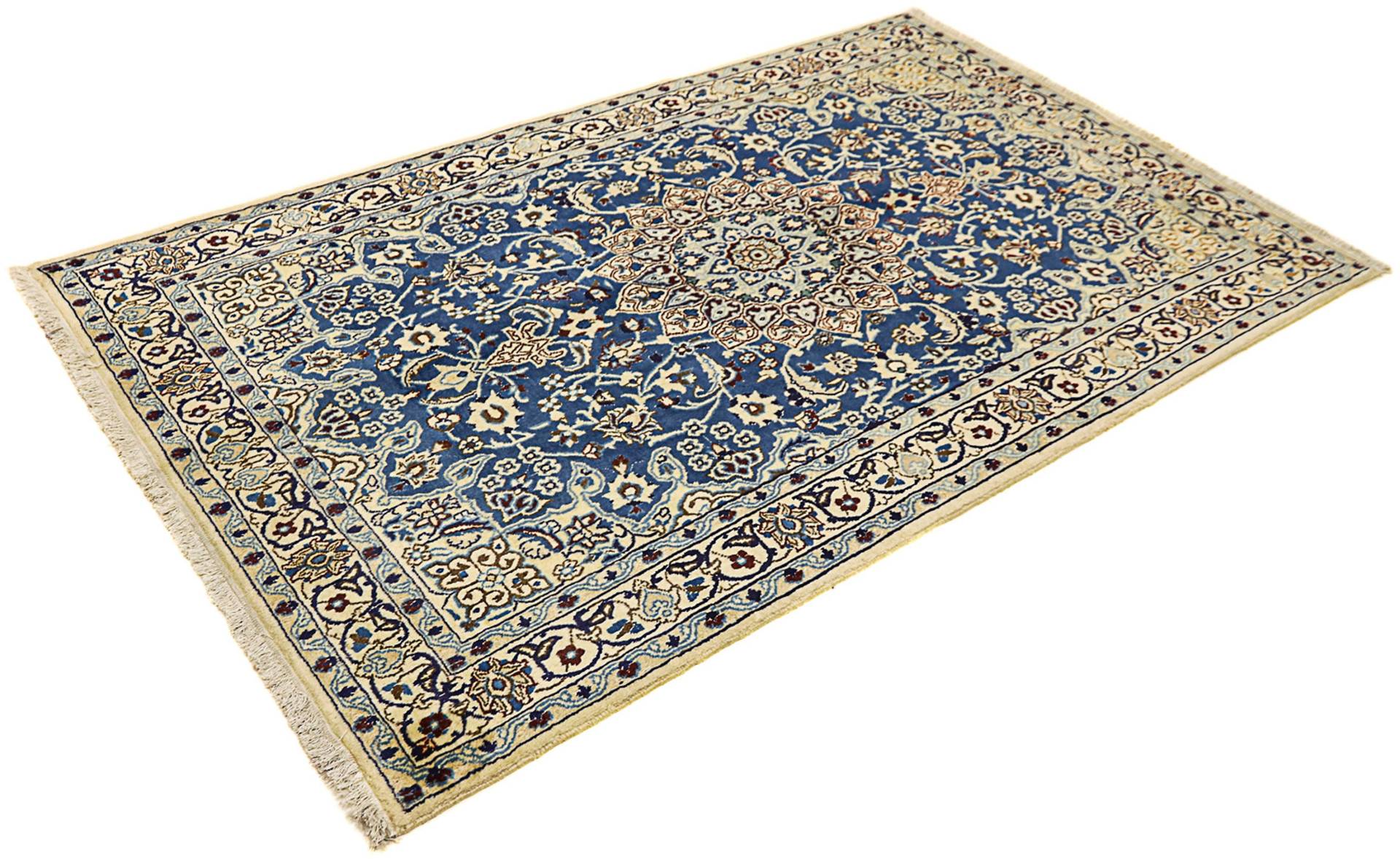 morgenland Orientteppich »Perser - Nain - Royal - 202 x 125 cm - dunkelblau«, rechteckig, Wohnzimmer, Handgeknüpft, Einzelstück mit Zertifikat von morgenland