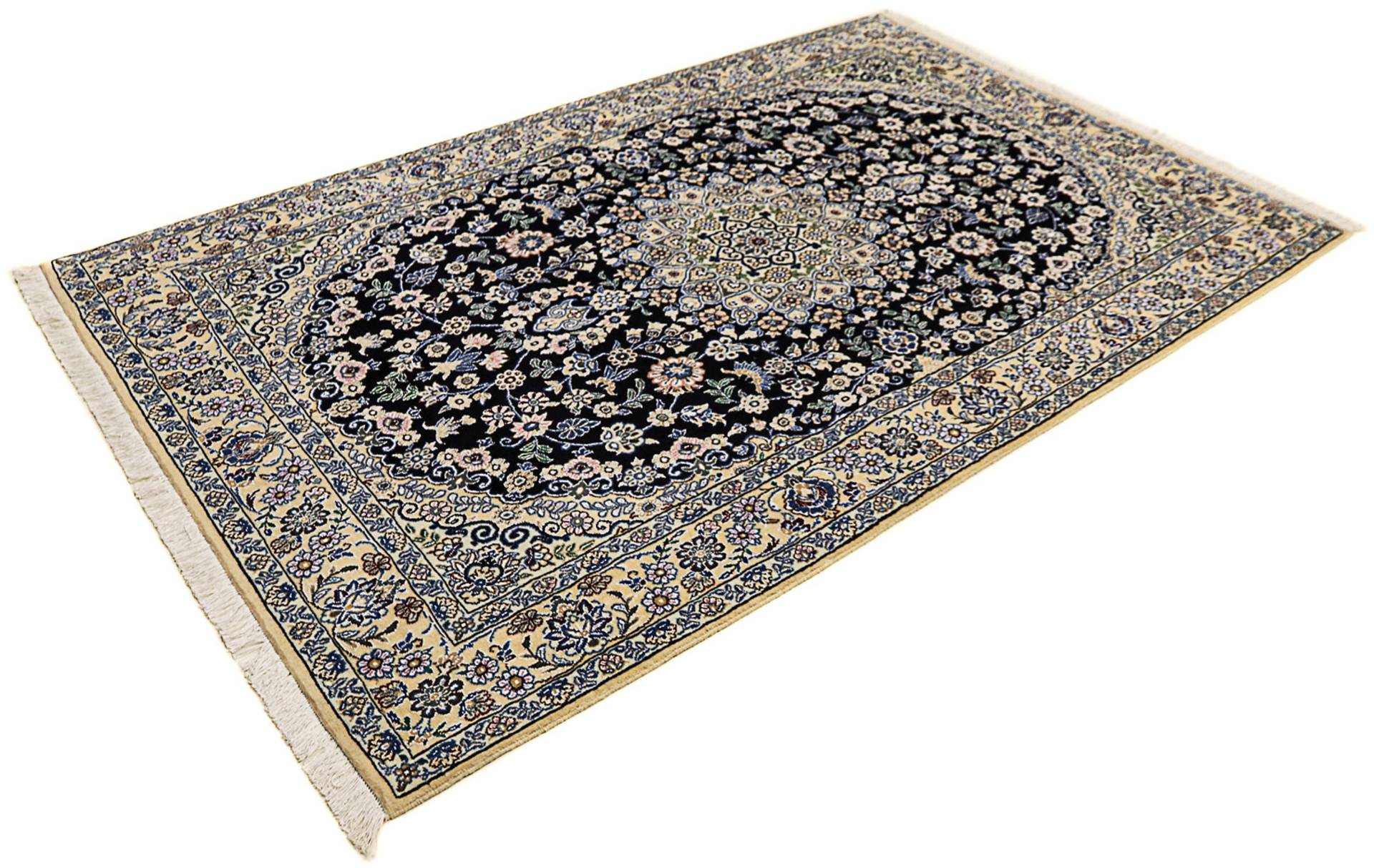 morgenland Orientteppich »Perser - Nain - Royal - 202 x 132 cm - dunkelblau«, rechteckig, Wohnzimmer, Handgeknüpft, Einzelstück mit Zertifikat von morgenland