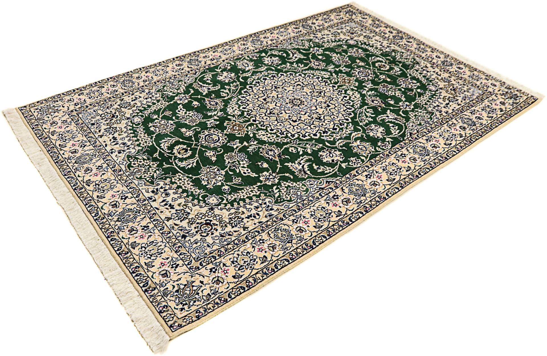 morgenland Orientteppich »Perser - Nain - Royal - 202 x 133 cm - dunkelgrün«, rechteckig, 10 mm Höhe, Wohnzimmer, Handgeknüpft, Einzelstück mit Zertifikat von morgenland