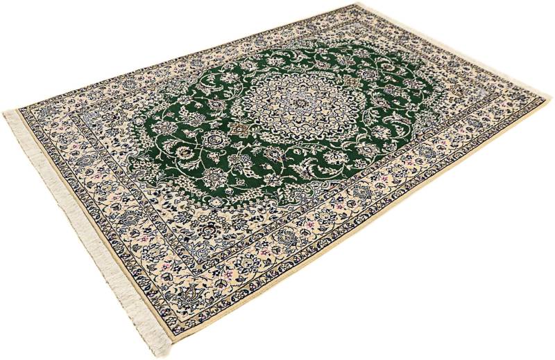 morgenland Orientteppich »Perser - Nain - Royal - 202 x 133 cm - dunkelgrün«, rechteckig, Wohnzimmer, Handgeknüpft, Einzelstück mit Zertifikat von morgenland