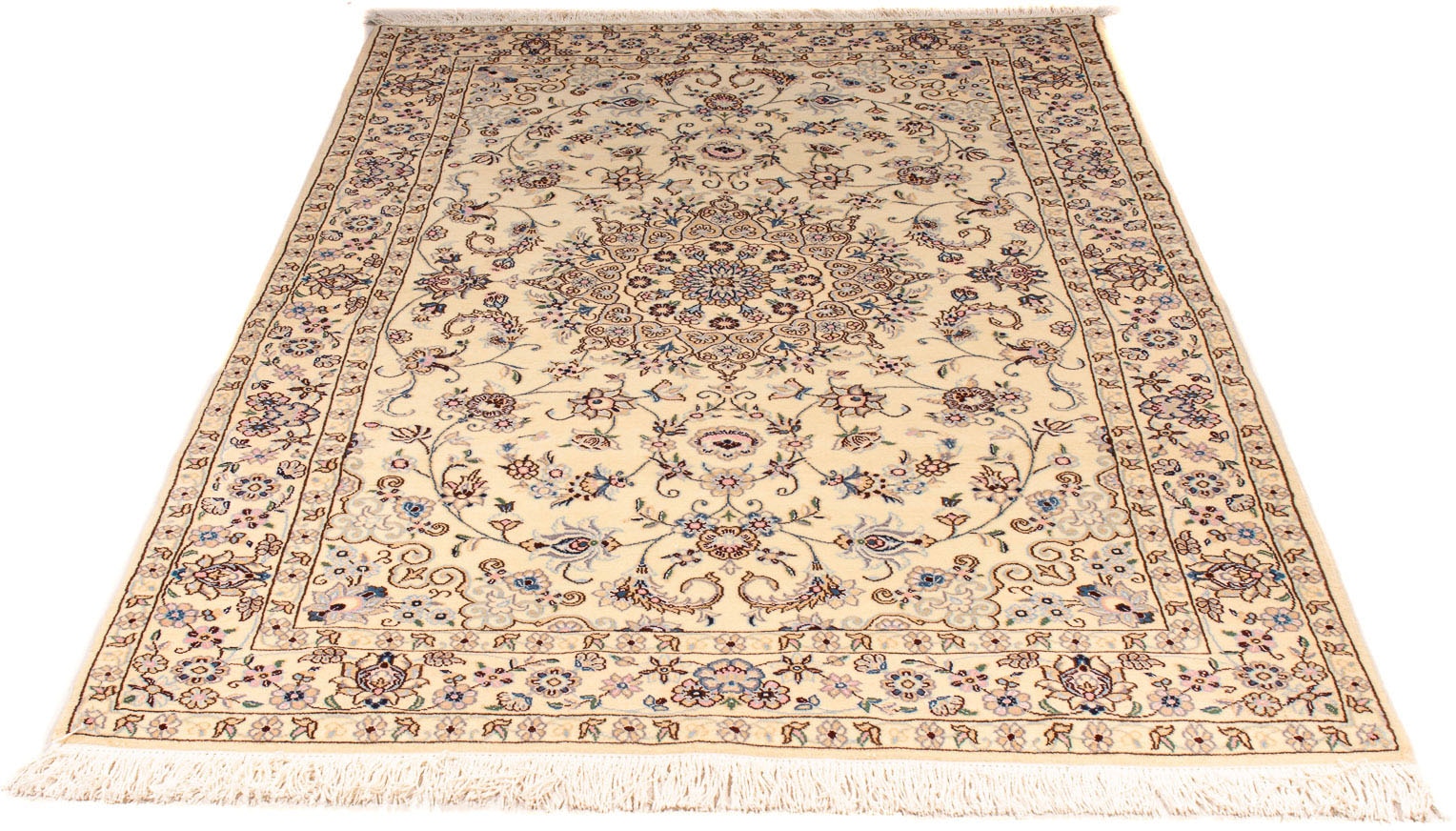 morgenland Orientteppich »Perser - Nain - Royal - 212 x 132 cm - beige«, rechteckig, Wohnzimmer, Handgeknüpft, Einzelstück mit Zertifikat von morgenland