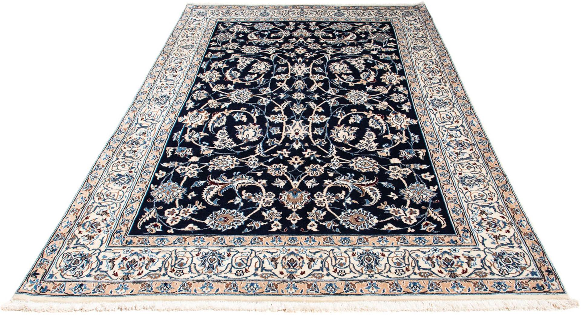 morgenland Orientteppich »Perser - Nain - Royal - 231 x 155 cm - dunkelblau«, rechteckig, Wohnzimmer, Handgeknüpft, Einzelstück mit Zertifikat von morgenland