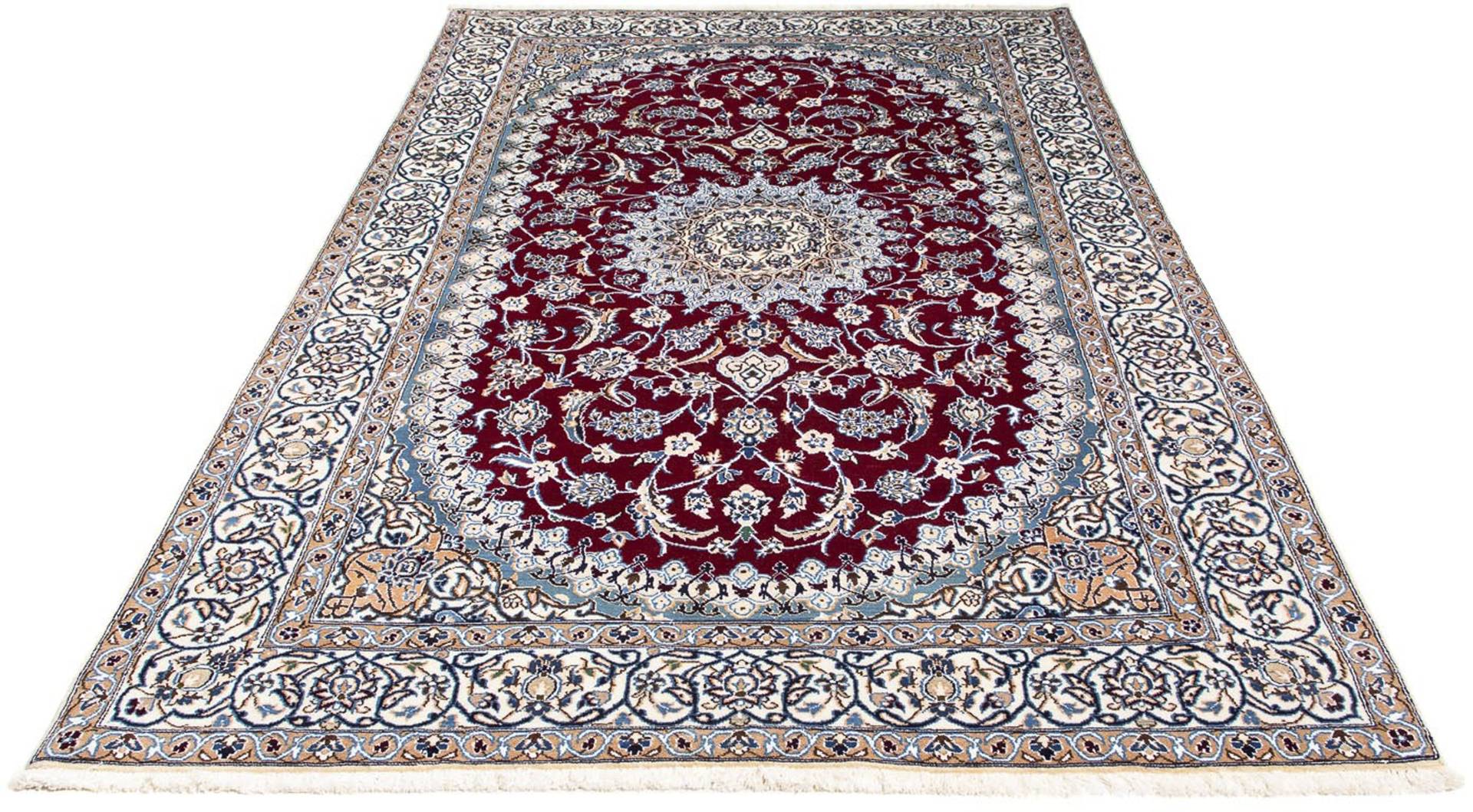 morgenland Orientteppich »Perser - Nain - Royal - 245 x 150 cm - dunkelrot«, rechteckig, 10 mm Höhe, Wohnzimmer, Handgeknüpft, Einzelstück mit Zertifikat von morgenland