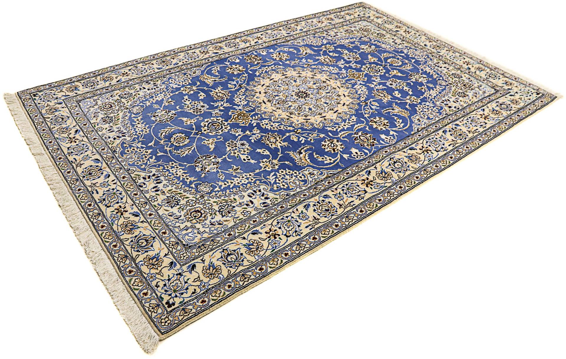 morgenland Orientteppich »Perser - Nain - Royal - 248 x 158 cm - blau«, rechteckig, Wohnzimmer, Handgeknüpft, Einzelstück mit Zertifikat von morgenland