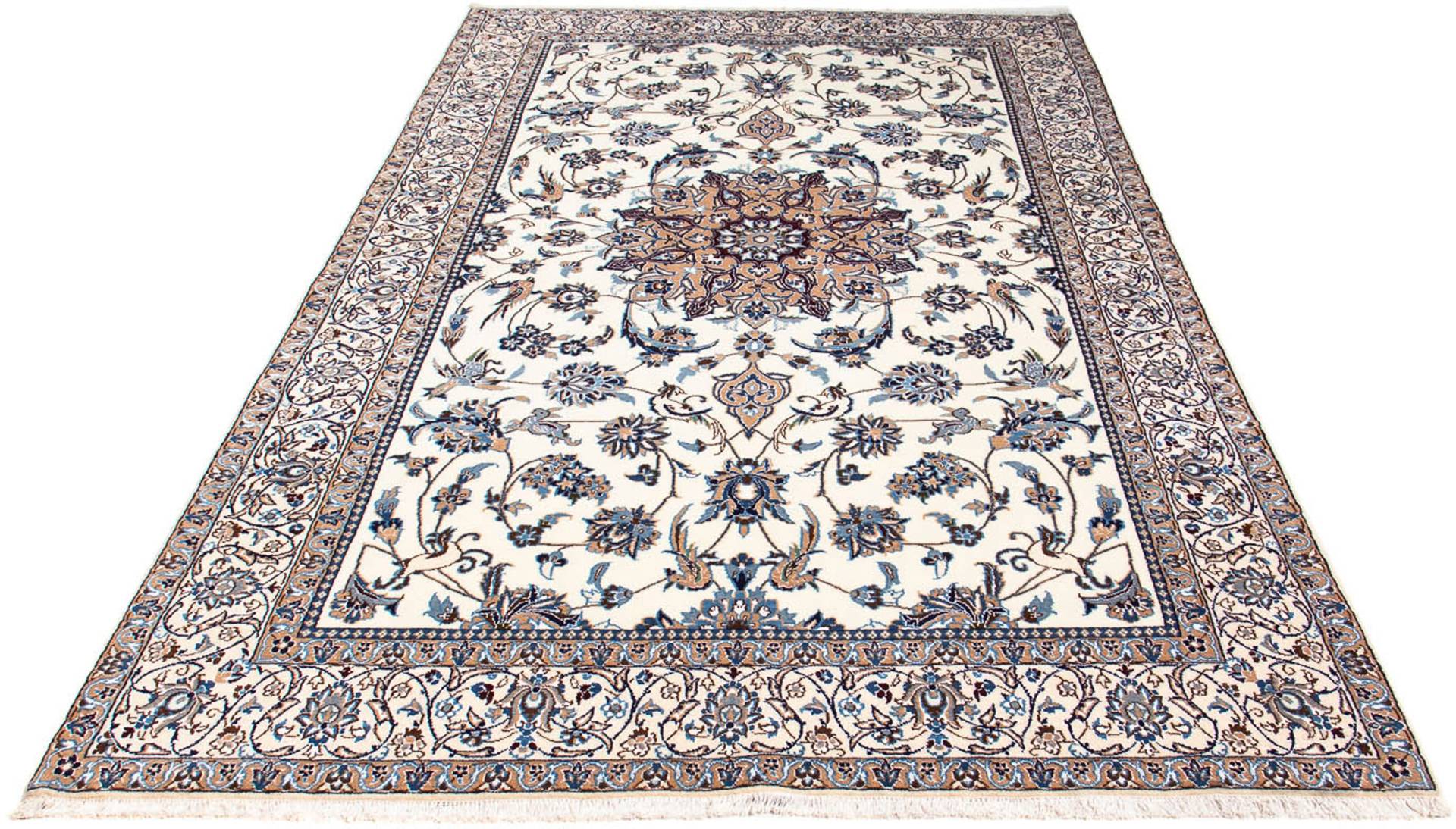 morgenland Orientteppich »Perser - Nain - Royal - 261 x 155 cm - beige«, rechteckig, Wohnzimmer, Handgeknüpft, Einzelstück mit Zertifikat von morgenland