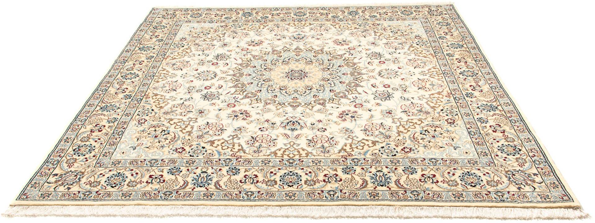 morgenland Orientteppich »Perser - Nain - Royal quadratisch - 203 x 202 cm - beige«, quadratisch, 10 mm Höhe, Wohnzimmer, Handgeknüpft, Einzelstück mit Zertifikat von morgenland