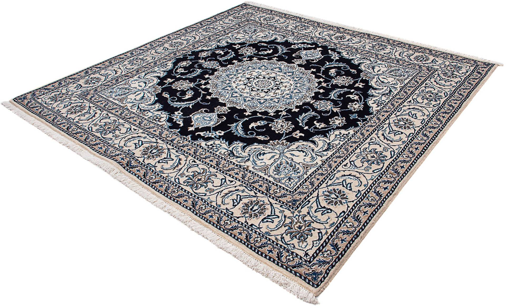 morgenland Orientteppich »Perser - Nain quadratisch - 198 x 196 cm - dunkelblau«, quadratisch, Wohnzimmer, Handgeknüpft, Einzelstück mit Zertifikat von morgenland