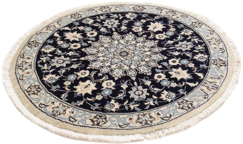 morgenland Orientteppich »Perser - Nain rund - 100 x 100 cm - dunkelblau«, rund, 10 mm Höhe, Wohnzimmer, Handgeknüpft, Einzelstück mit Zertifikat von morgenland