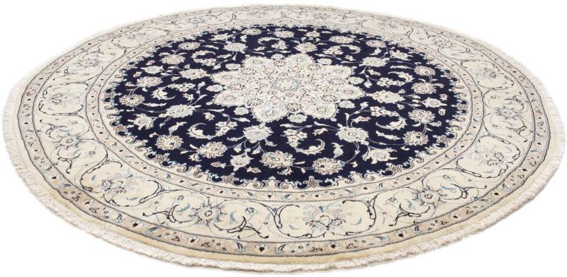 morgenland Orientteppich »Perser - Nain rund - 243 x 243 cm - dunkelblau«, rund, 10 mm Höhe, Wohnzimmer, Handgeknüpft, Einzelstück mit Zertifikat von morgenland