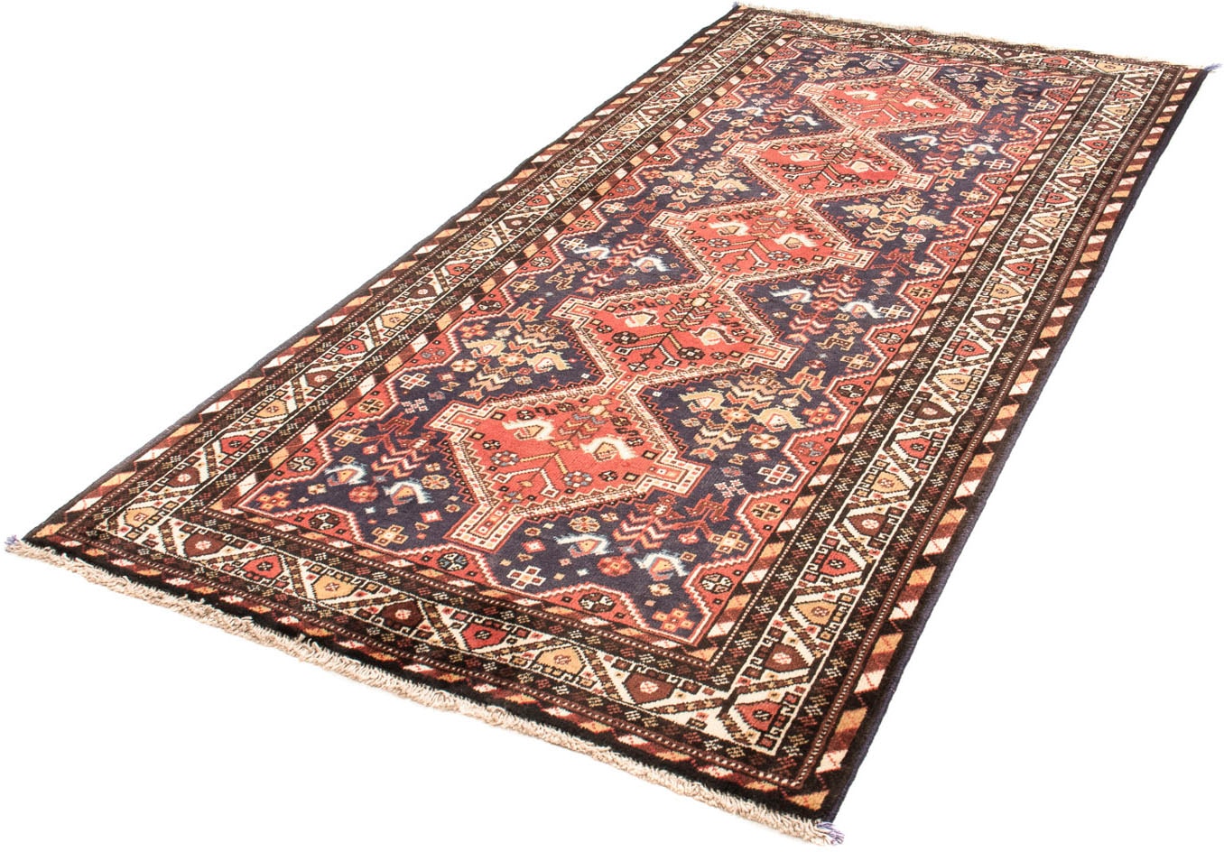 morgenland Orientteppich »Perser - Nomadic - 240 x 117 cm - hellrot«, rechteckig, Wohnzimmer, Handgeknüpft, Einzelstück mit Zertifikat von morgenland