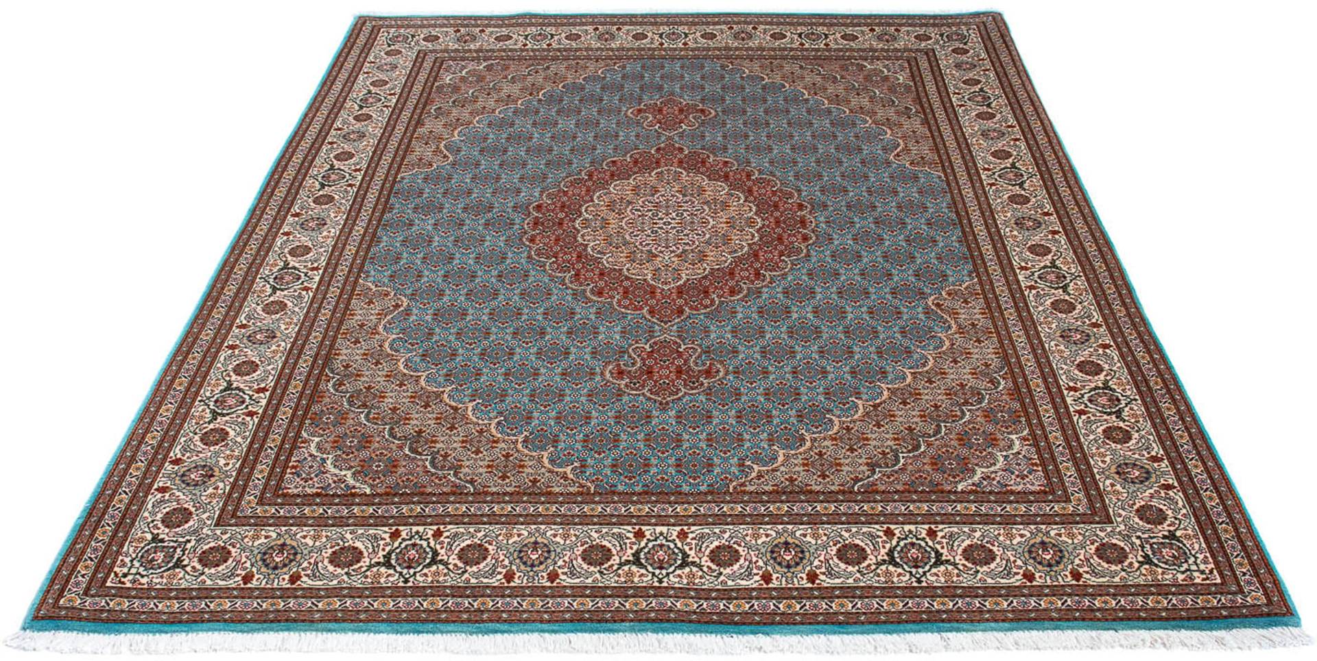 morgenland Orientteppich »Perser - Täbriz - 202 x 150 cm - türkis«, rechteckig, 10 mm Höhe, Wohnzimmer, Handgeknüpft, Einzelstück mit Zertifikat von morgenland