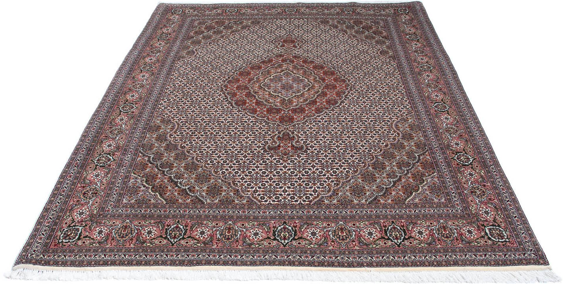 morgenland Orientteppich »Perser - Täbriz - 212 x 153 cm - hellbraun«, rechteckig, Wohnzimmer, Handgeknüpft, Einzelstück mit Zertifikat von morgenland