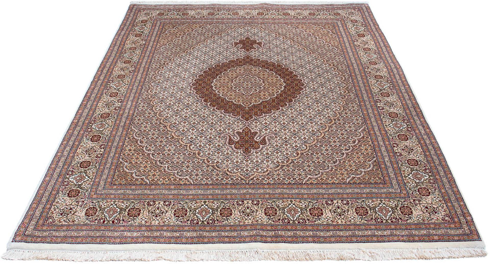 morgenland Orientteppich »Perser - Täbriz - 214 x 154 cm - hellbraun«, rechteckig, Wohnzimmer, Handgeknüpft, Einzelstück mit Zertifikat von morgenland