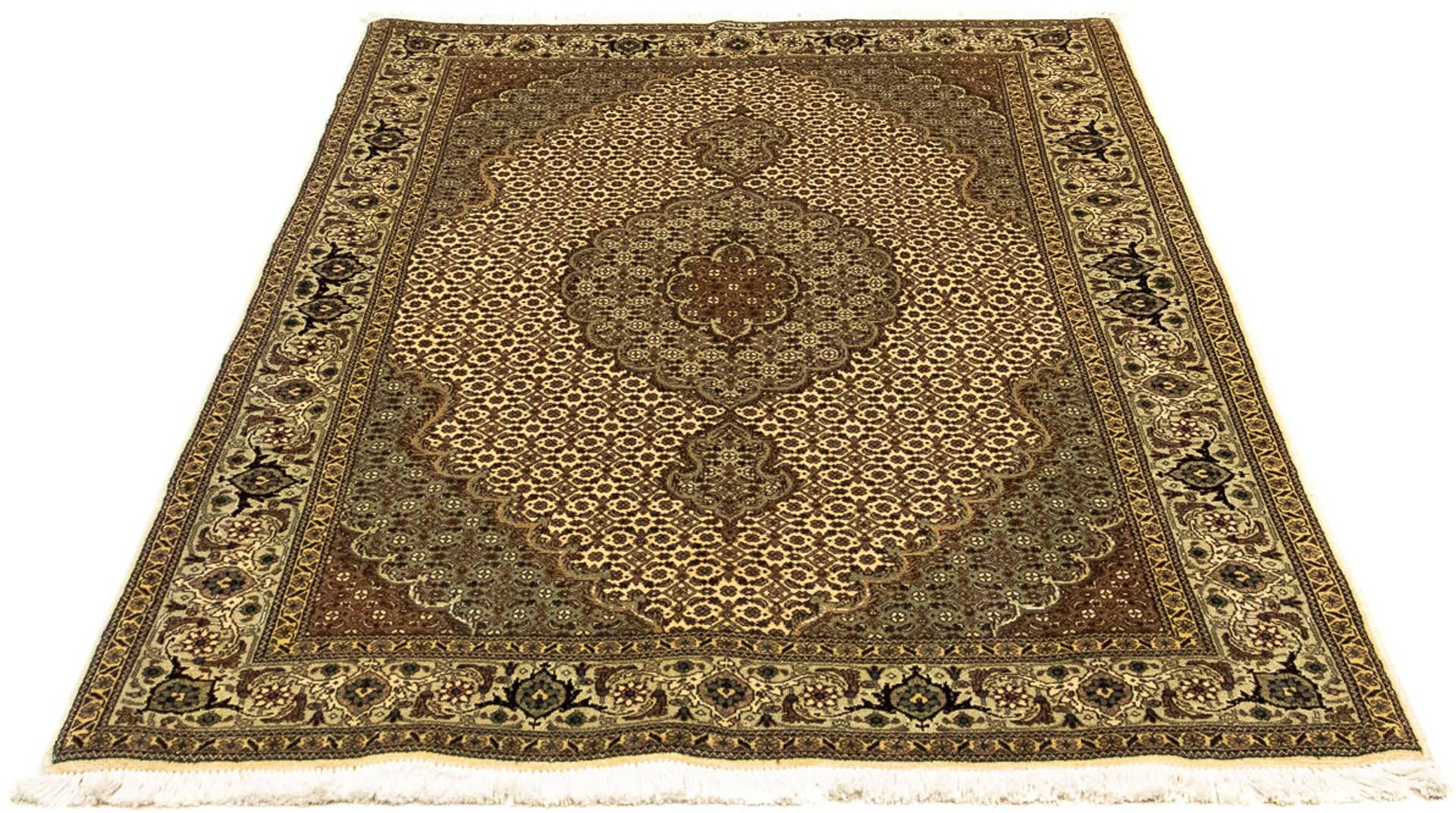 morgenland Orientteppich »Perser - Täbriz - Royal - 155 x 105 cm - beige«, rechteckig, Wohnzimmer, Handgeknüpft, Einzelstück mit Zertifikat von morgenland