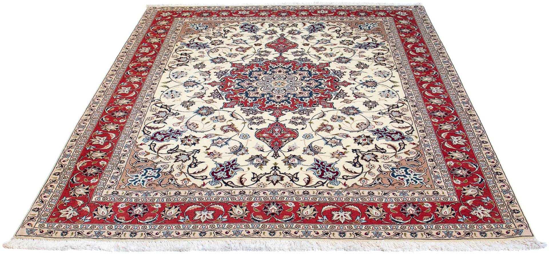 morgenland Orientteppich »Perser - Täbriz - Royal - 191 x 156 cm - beige«, rechteckig, Wohnzimmer, Handgeknüpft, Einzelstück mit Zertifikat von morgenland