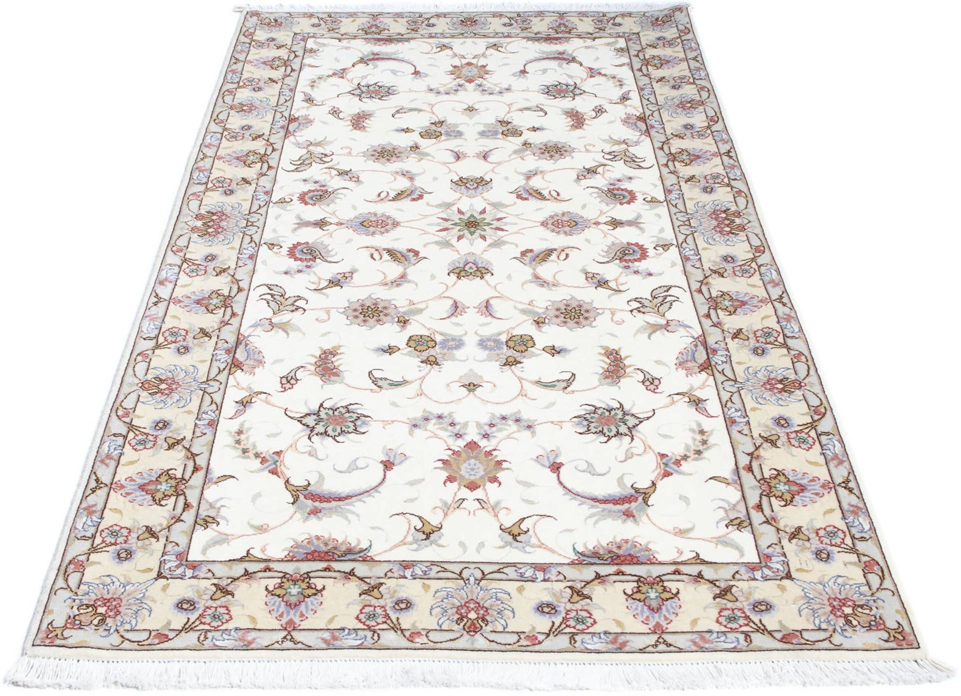 morgenland Orientteppich »Perser - Täbriz - Royal - 196 x 100 cm - beige«, rechteckig, Wohnzimmer, Handgeknüpft, Einzelstück mit Zertifikat von morgenland