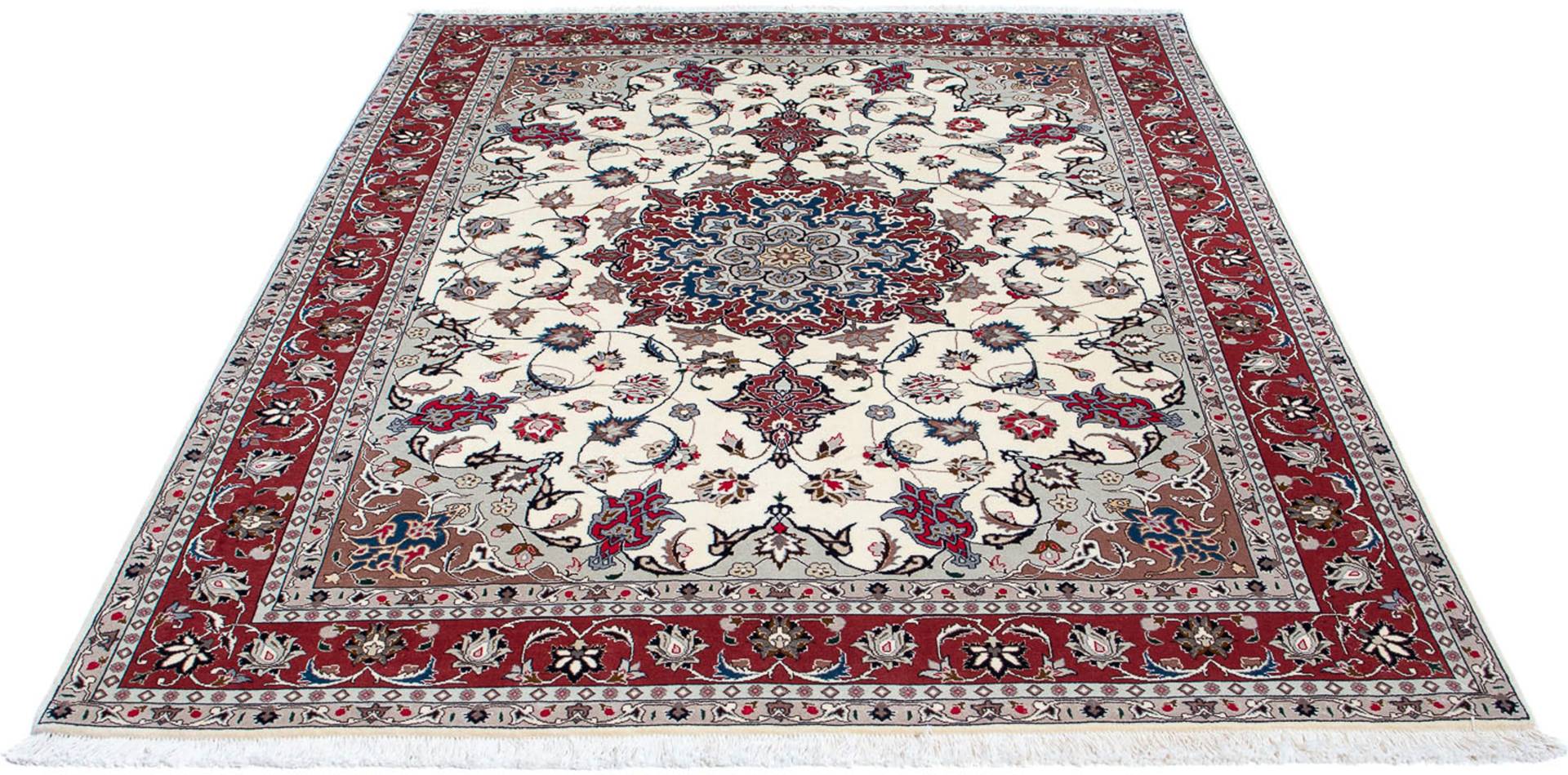 morgenland Orientteppich »Perser - Täbriz - Royal - 201 x 152 cm - beige«, rechteckig, Wohnzimmer, Handgeknüpft, Einzelstück mit Zertifikat von morgenland