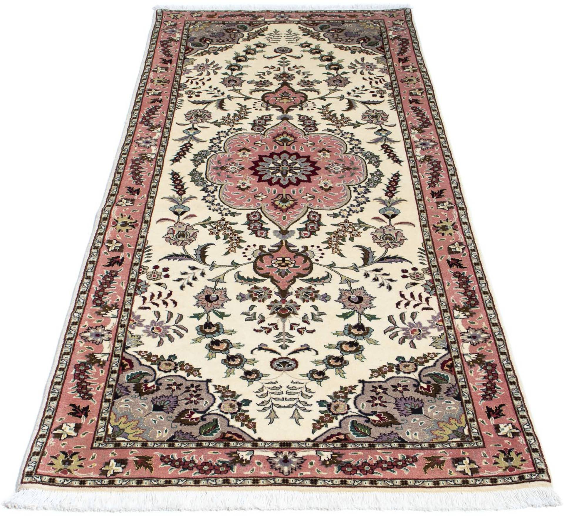 morgenland Orientteppich »Perser - Täbriz - Royal - 202 x 82 cm - beige«, rechteckig, Wohnzimmer, Handgeknüpft, Einzelstück mit Zertifikat von morgenland