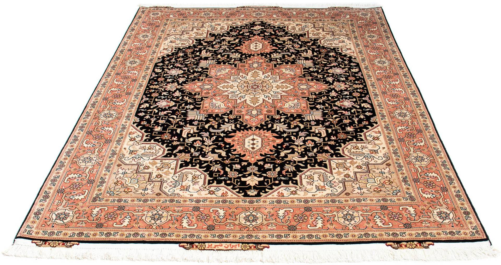 morgenland Orientteppich »Perser - Täbriz - Royal - 204 x 150 cm - dunkelblau«, rechteckig, Wohnzimmer, Handgeknüpft, Einzelstück mit Zertifikat von morgenland