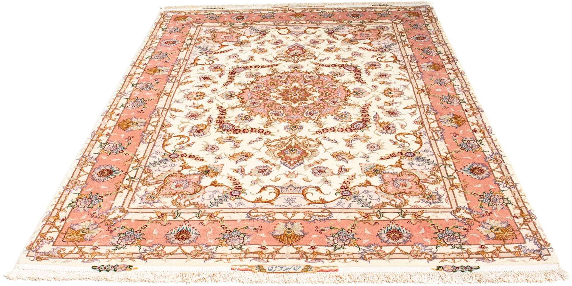 morgenland Orientteppich »Perser - Täbriz - Royal - 207 x 150 cm - beige«, rechteckig, Wohnzimmer, Handgeknüpft, Einzelstück mit Zertifikat von morgenland