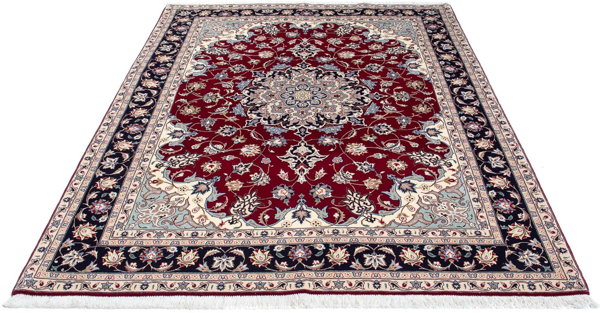 morgenland Orientteppich »Perser - Täbriz - Royal - 207 x 155 cm - dunkelrot«, rechteckig, Wohnzimmer, Handgeknüpft, Einzelstück mit Zertifikat von morgenland