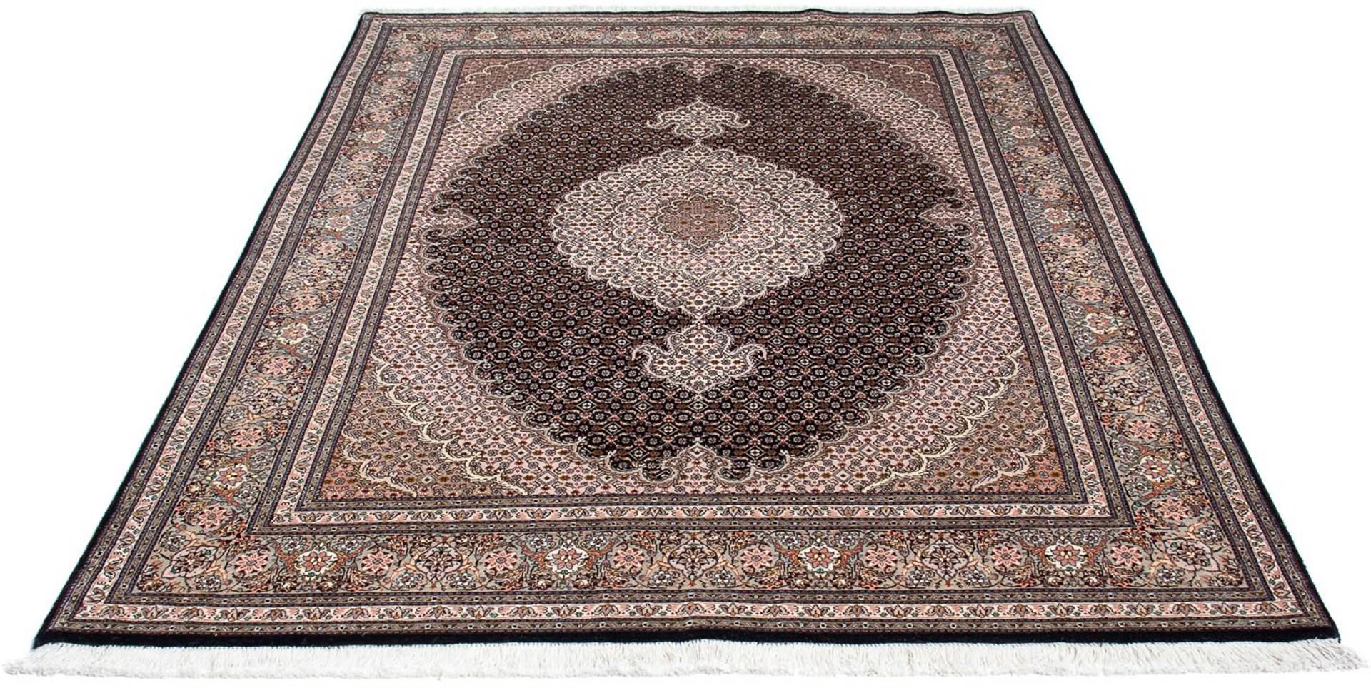 morgenland Orientteppich »Perser - Täbriz - Royal - 208 x 150 cm - hellbraun«, rechteckig, Wohnzimmer, Handgeknüpft, Einzelstück mit Zertifikat von morgenland