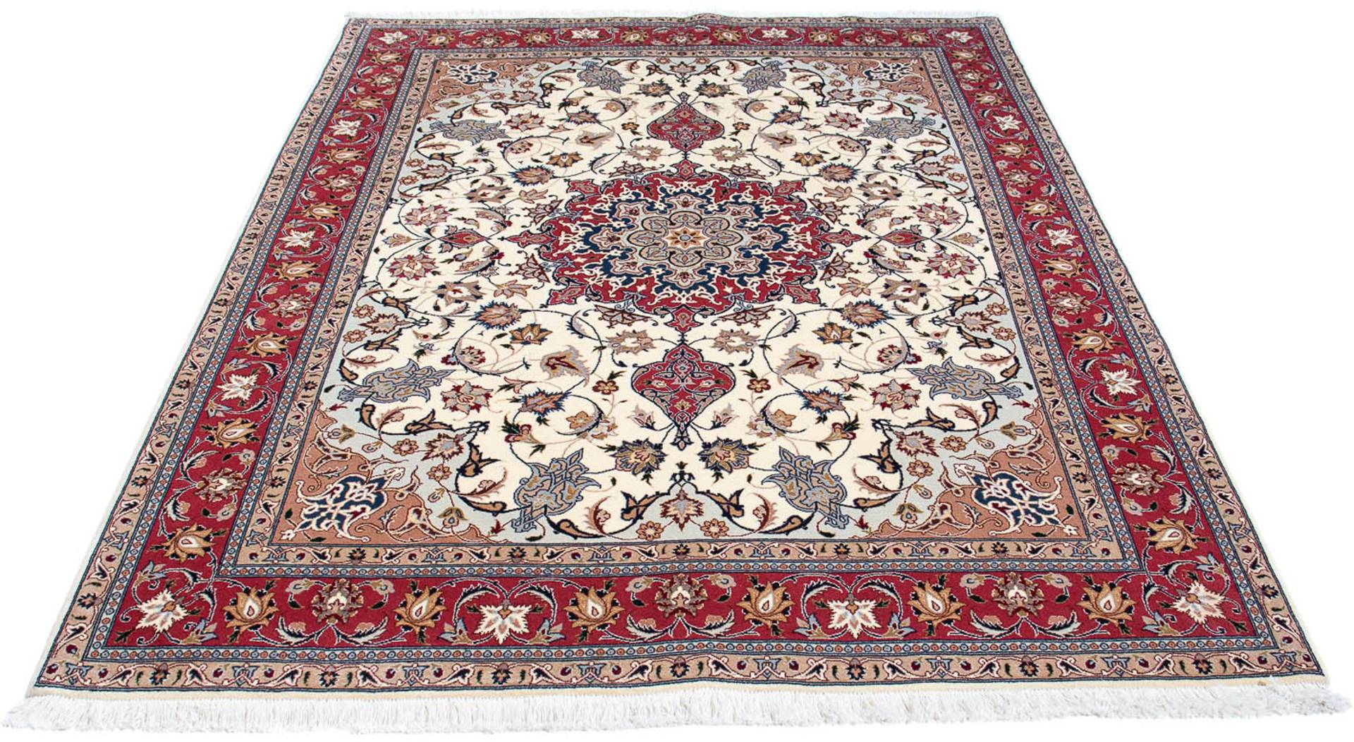 morgenland Orientteppich »Perser - Täbriz - Royal - 208 x 152 cm - beige«, rechteckig, Wohnzimmer, Handgeknüpft, Einzelstück mit Zertifikat von morgenland