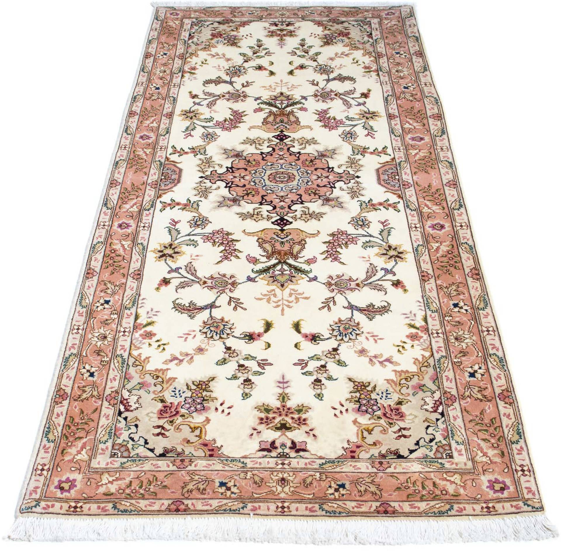 morgenland Orientteppich »Perser - Täbriz - Royal - 212 x 82 cm - beige«, rechteckig, Wohnzimmer, Handgeknüpft, Einzelstück mit Zertifikat von morgenland