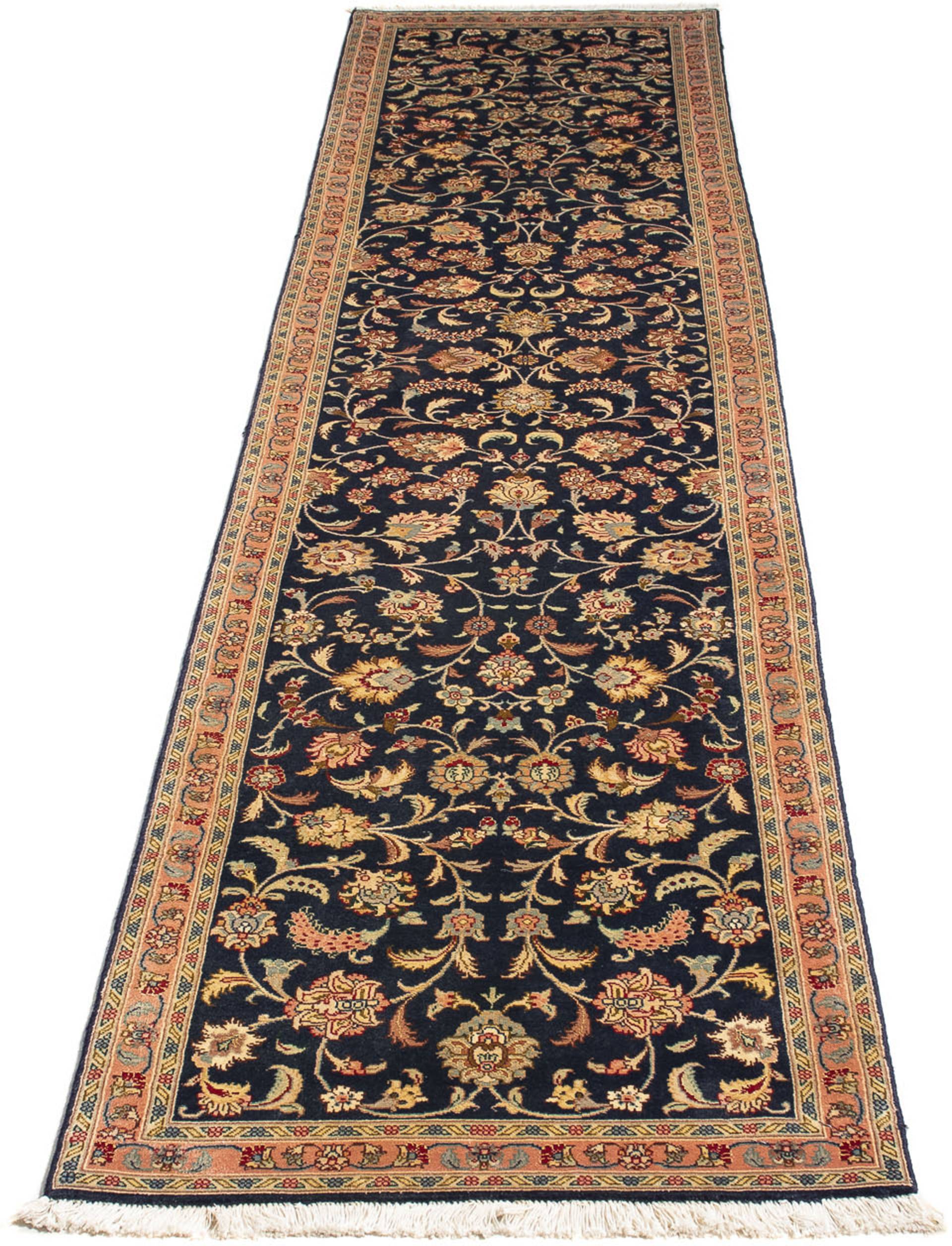 morgenland Orientteppich »Perser - Täbriz - Royal - 292 x 66 cm - dunkelblau«, rechteckig, Wohnzimmer, Handgeknüpft, Einzelstück mit Zertifikat von morgenland