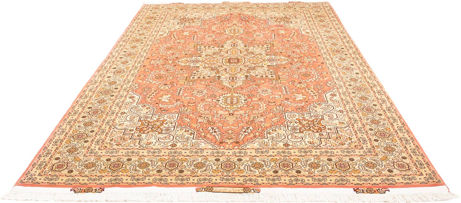 morgenland Orientteppich »Perser - Täbriz - Royal - 301 x 200 cm - hellrot«, rechteckig, 7 mm Höhe, Wohnzimmer, Handgeknüpft, Einzelstück mit Zertifikat von morgenland