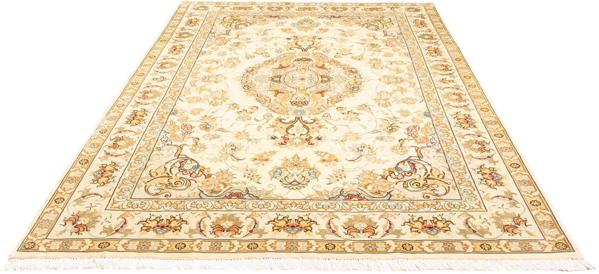 morgenland Orientteppich »Perser - Täbriz - Royal - 307 x 198 cm - beige«, rechteckig, Wohnzimmer, Handgeknüpft, Einzelstück mit Zertifikat von morgenland