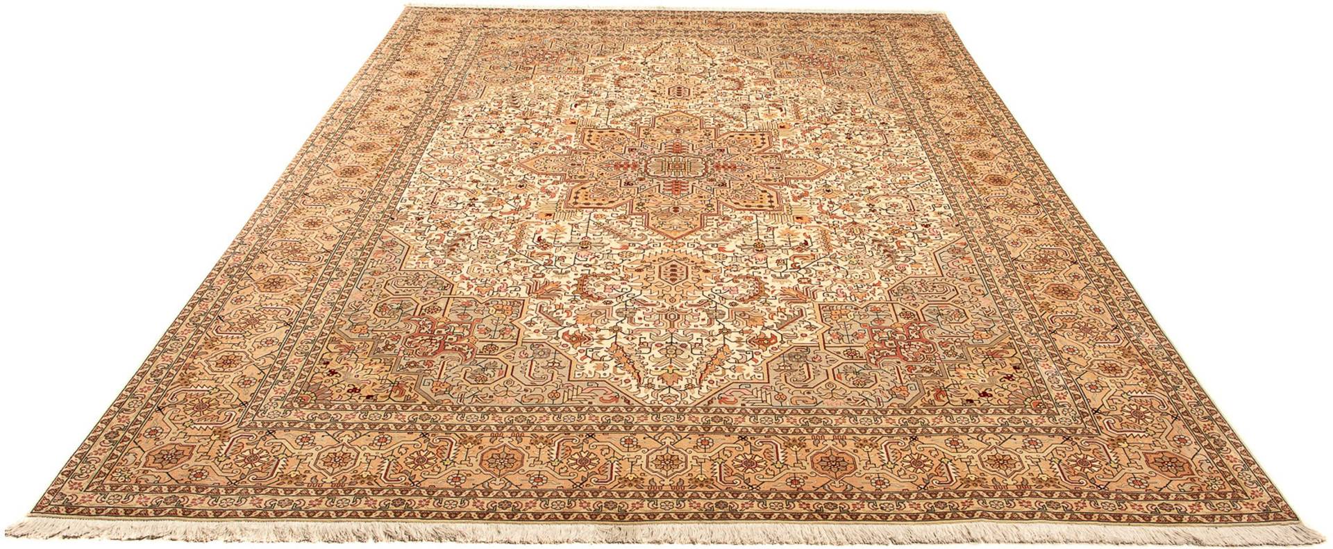 morgenland Orientteppich »Perser - Täbriz - Royal - 344 x 251 cm - hellbraun«, rechteckig, Wohnzimmer, Handgeknüpft, Einzelstück mit Zertifikat von morgenland