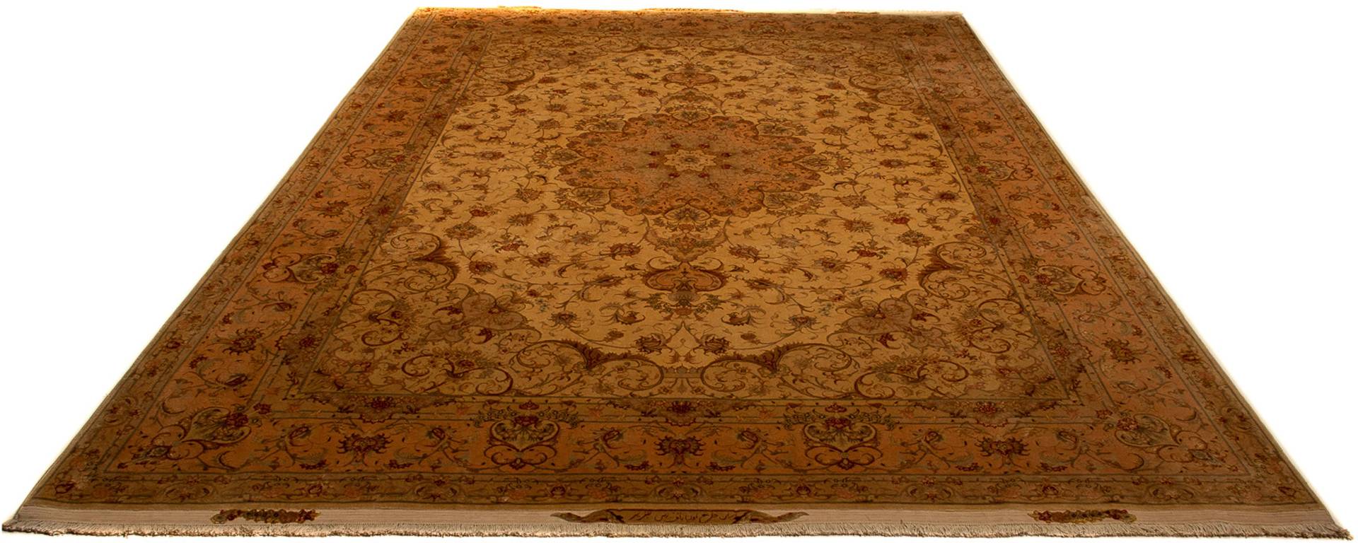 morgenland Orientteppich »Perser - Täbriz - Royal - 346 x 258 cm - gold«, rechteckig, Wohnzimmer, Handgeknüpft, Einzelstück mit Zertifikat von morgenland