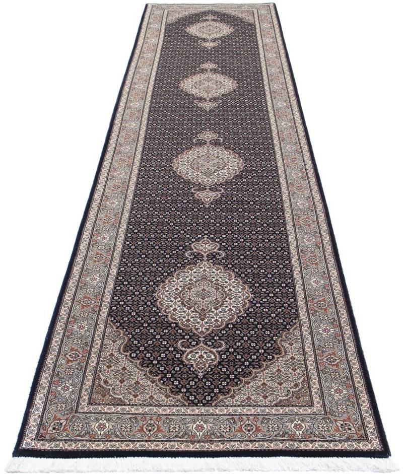 morgenland Orientteppich »Perser - Täbriz - Royal - 391 x 82 cm - dunkelblau«, rechteckig, 7 mm Höhe, Wohnzimmer, Handgeknüpft, Einzelstück mit Zertifikat von morgenland