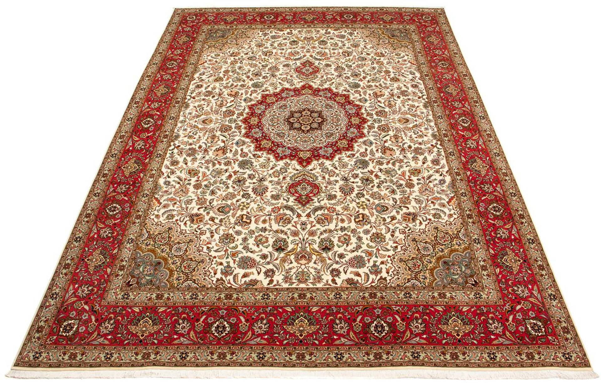 morgenland Orientteppich »Perser - Täbriz - Royal - 406 x 300 cm - rot«, rechteckig, Wohnzimmer, Handgeknüpft, Einzelstück mit Zertifikat von morgenland