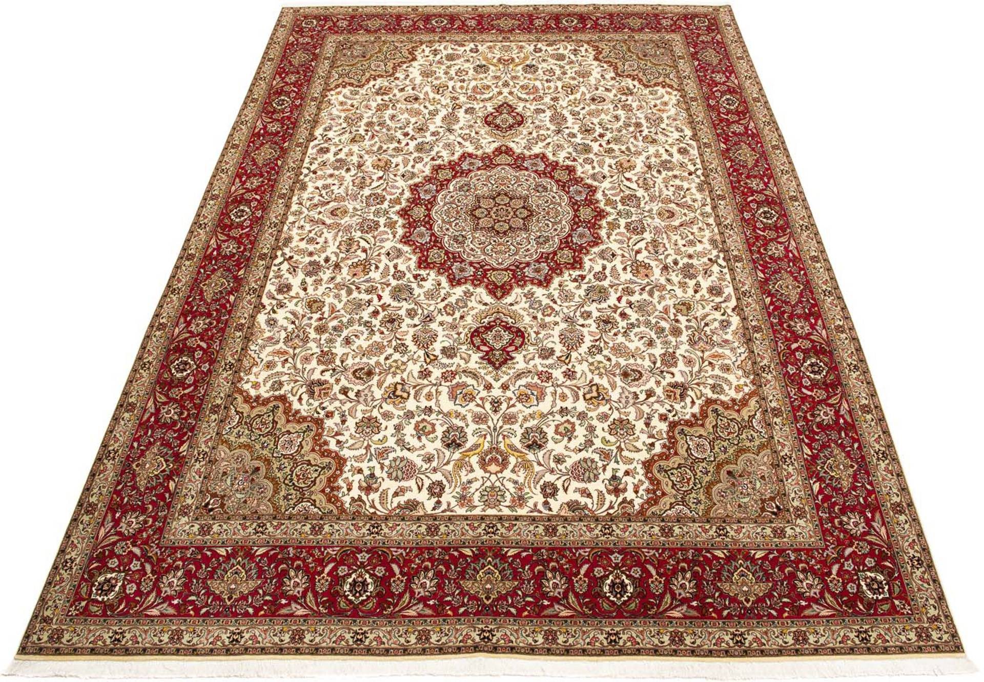 morgenland Orientteppich »Perser - Täbriz - Royal - 415 x 306 cm - hellbraun«, rechteckig, Wohnzimmer, Handgeknüpft, Einzelstück mit Zertifikat von morgenland