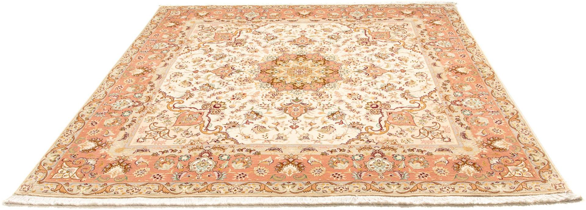 morgenland Orientteppich »Perser - Täbriz - Royal quadratisch - 212 x 205 cm - beige«, quadratisch, Wohnzimmer, Handgeknüpft, Einzelstück mit Zertifikat von morgenland