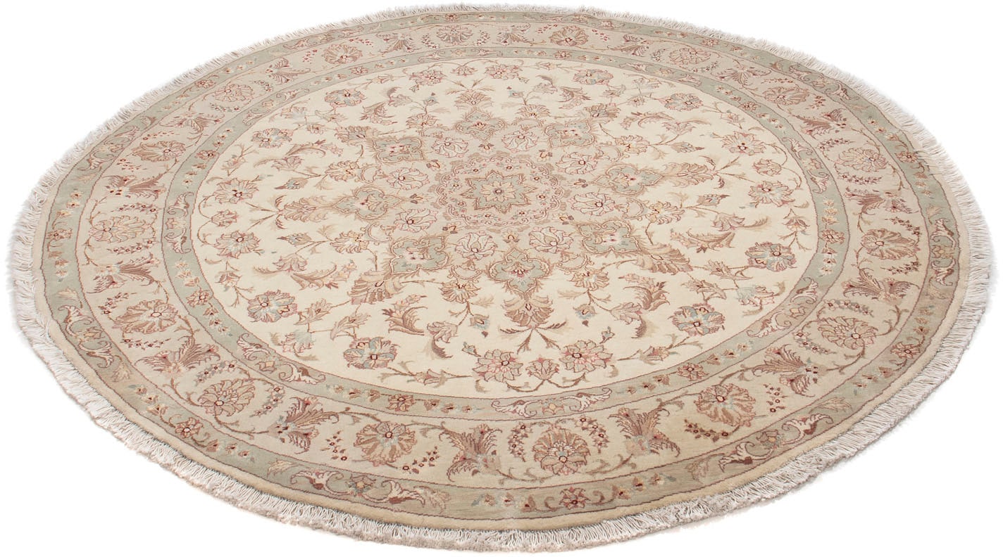 morgenland Orientteppich »Perser - Täbriz - Royal rund - 146 x 146 cm - beige«, rund, Wohnzimmer, Handgeknüpft, Einzelstück mit Zertifikat von morgenland