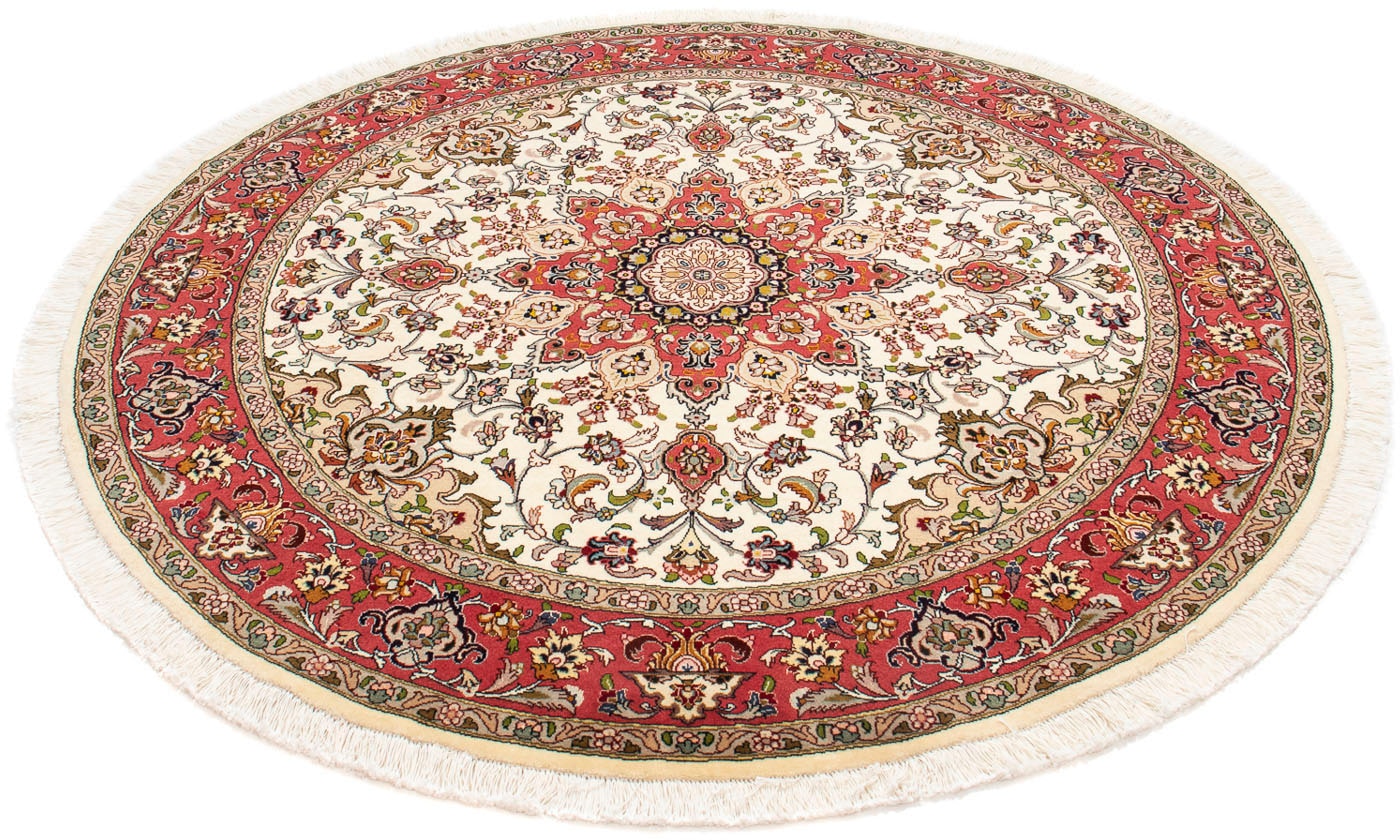 morgenland Orientteppich »Perser - Täbriz - Royal rund - 148 x 148 cm - beige«, rund, Wohnzimmer, Handgeknüpft, Einzelstück mit Zertifikat von morgenland