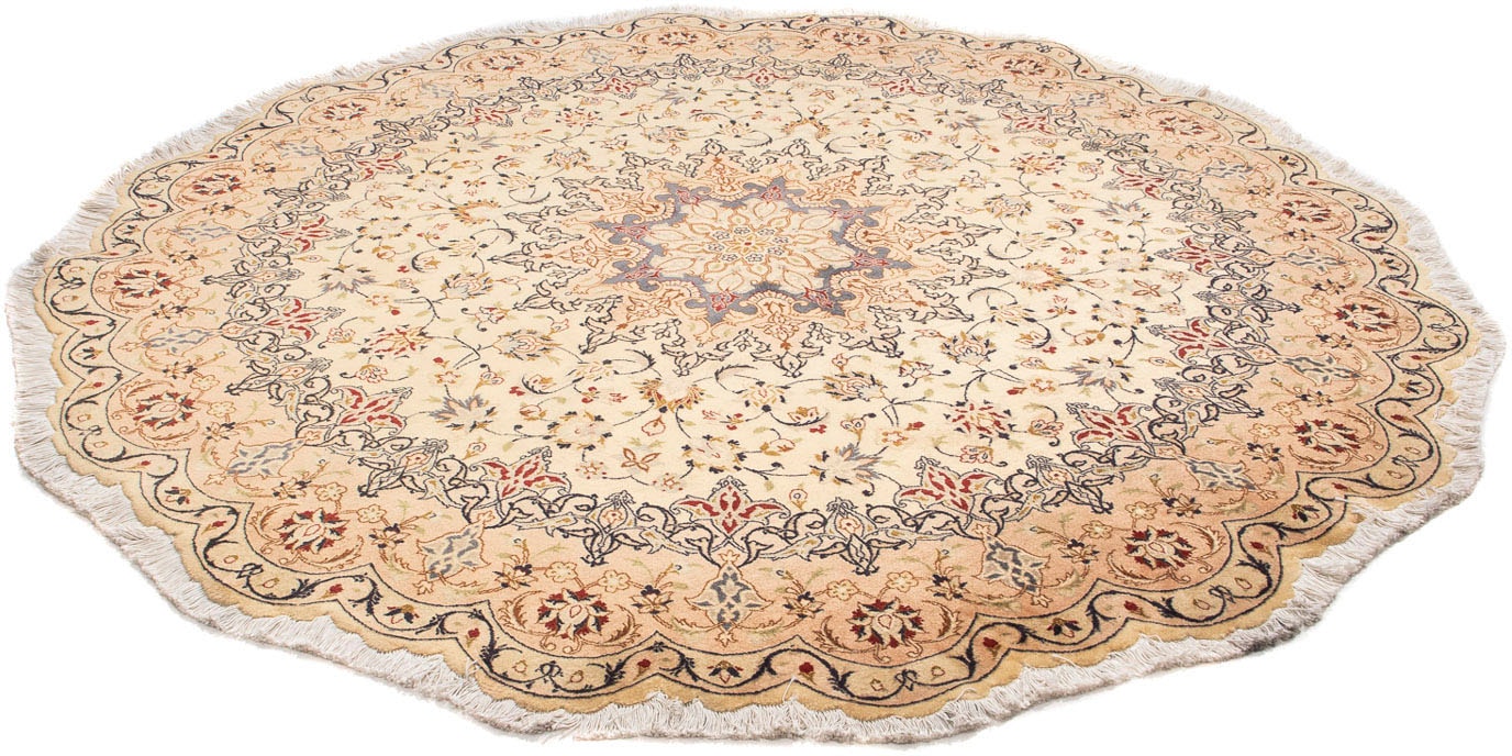 morgenland Orientteppich »Perser - Täbriz - Royal rund - 195 x 195 cm - beige«, rund, Wohnzimmer, Handgeknüpft, Einzelstück mit Zertifikat von morgenland