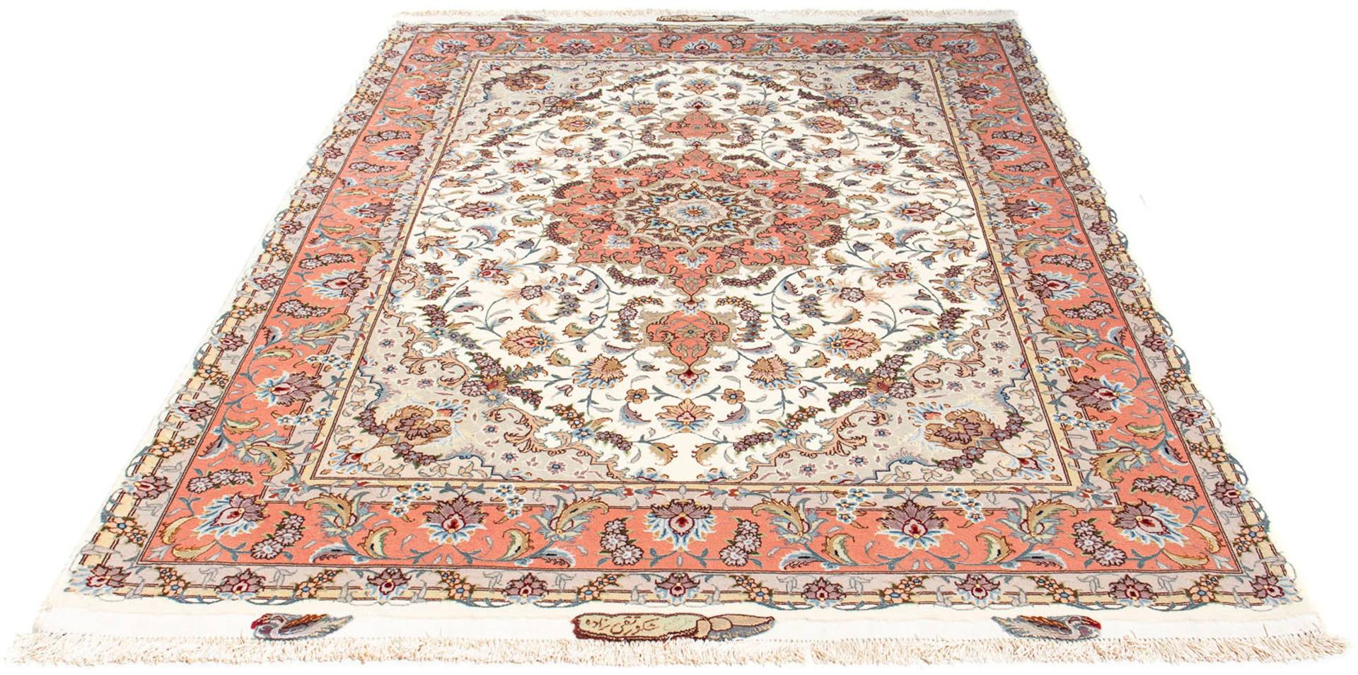 morgenland Orientteppich »Täbriz - 200 x 153 cm - beige«, rechteckig, Wohnzimmer, Handgeknüpft, Einzelstück mit Zertifikat von morgenland