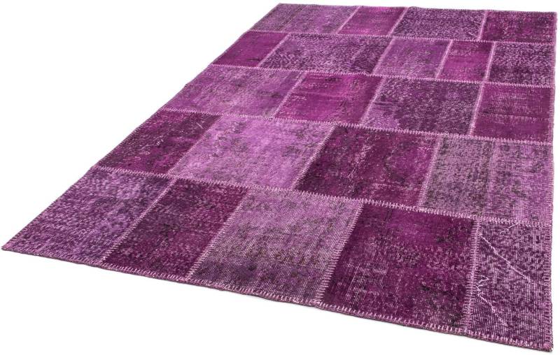 morgenland Teppich »Patchwork - 240 x 170 cm - lila«, rechteckig, 7 mm Höhe, Wohnzimmer, Handgeknüpft, Einzelstück mit Zertifikat von morgenland