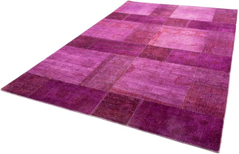 morgenland Teppich »Patchwork - 271 x 182 cm - lila«, rechteckig, 7 mm Höhe, Wohnzimmer, Handgeknüpft, Einzelstück mit Zertifikat von morgenland