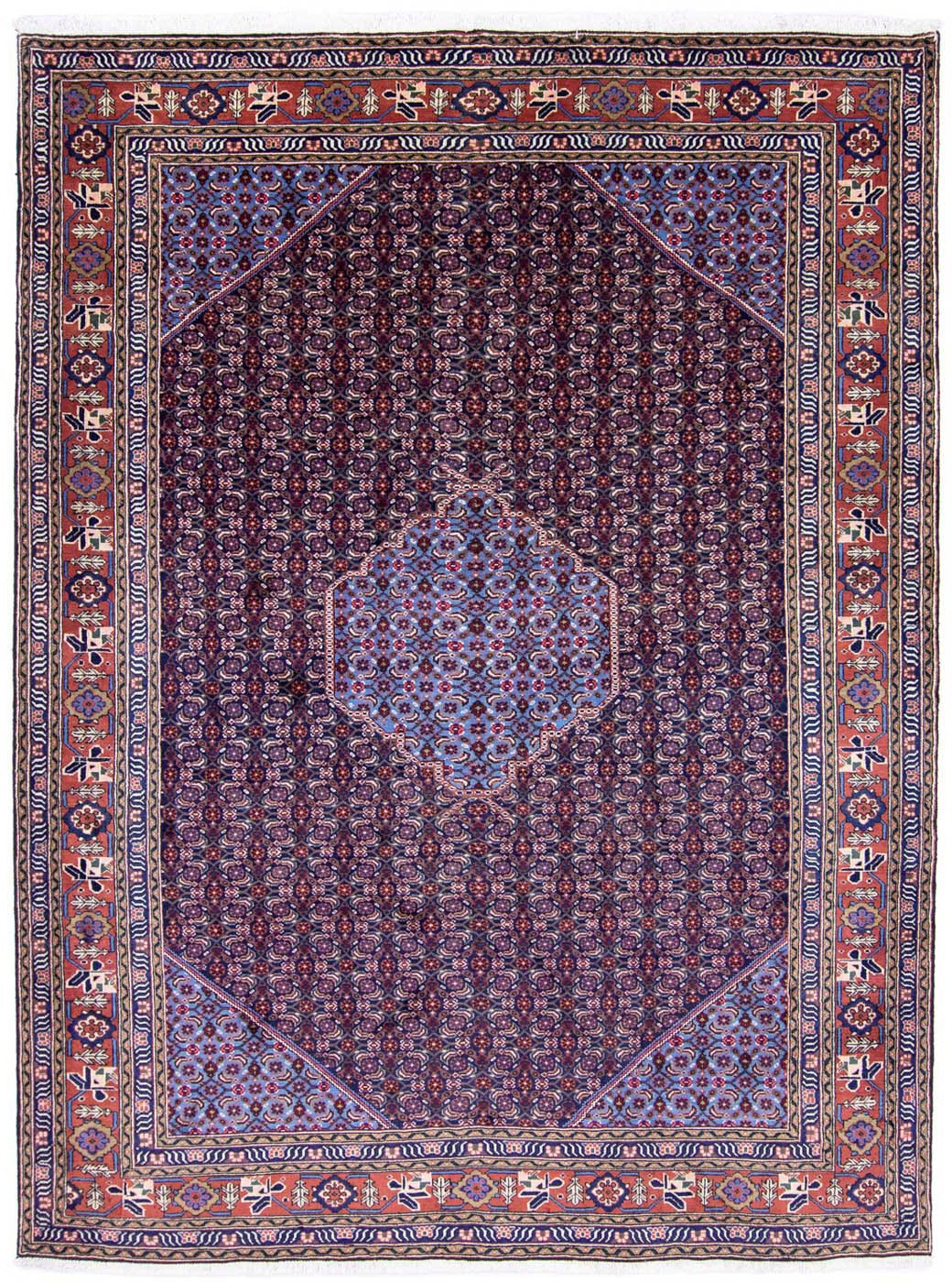 morgenland Wollteppich »Ardebil Medaillon Blu 293 x 221 cm«, rechteckig, Unikat mit Zertifikat von morgenland