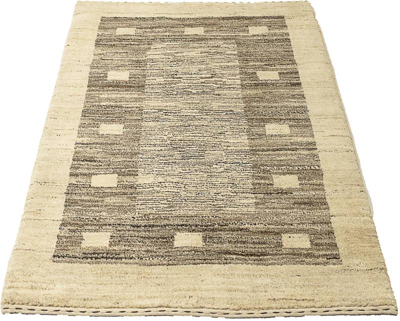 morgenland Wollteppich »Gabbeh - Indus - 122 x 76 cm - beige«, rechteckig, 18 mm Höhe, Wohnzimmer, Handgeknüpft, Einzelstück mit Zertifikat von morgenland