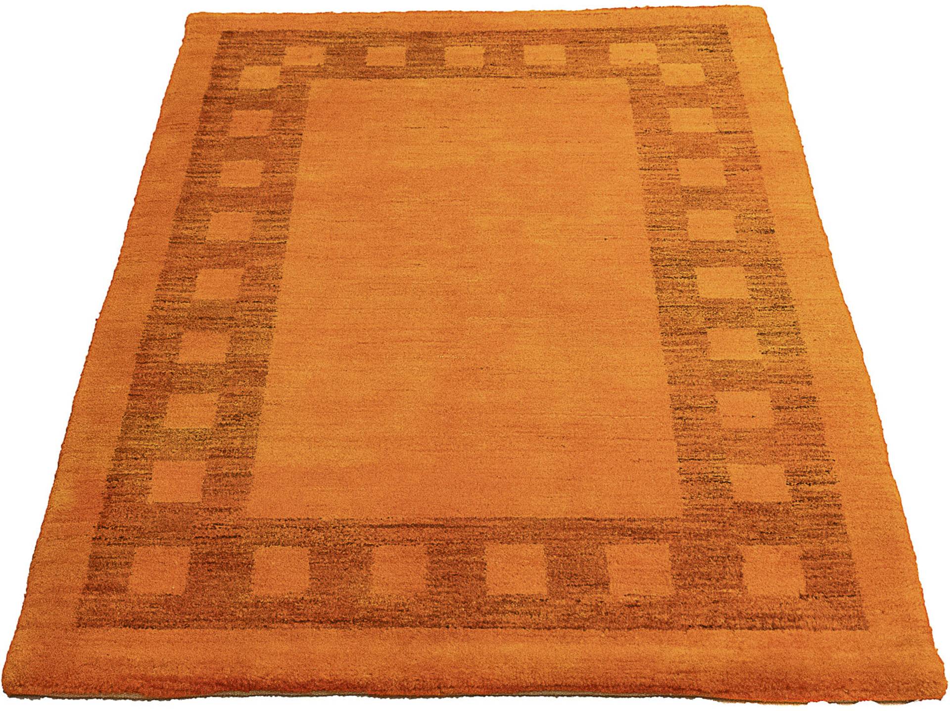 morgenland Wollteppich »Gabbeh - Indus - 123 x 79 cm - orange«, rechteckig, Wohnzimmer, Handgeknüpft, Einzelstück mit Zertifikat von morgenland